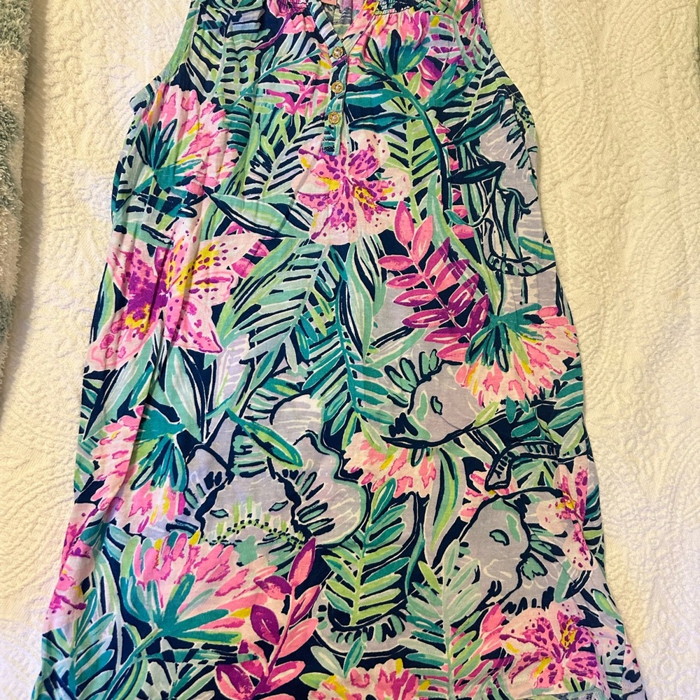 Lilly Pulitzer Floral Print Girls Dress, size Large